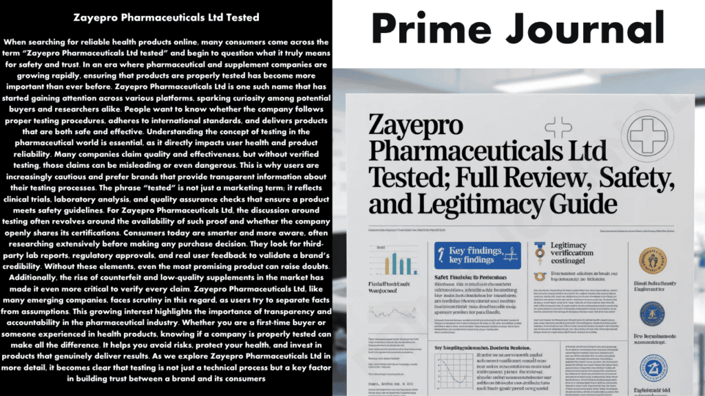 Zayepro Pharmaceuticals Ltd Tested